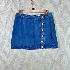 Tobi denim button down a-line mini skirt size L